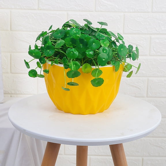 SILENRADAWN 1Pcs Yellow Plastic Flowerpot for Railing Planter Box and Indoor Decoration