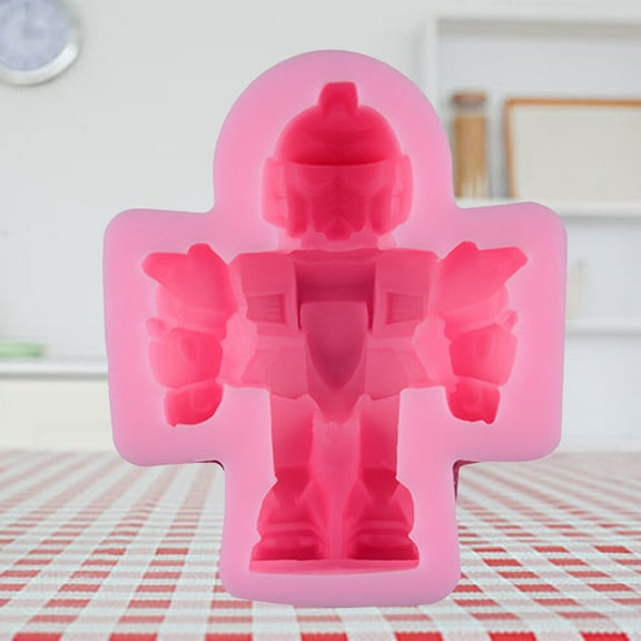 SILENRADAWN 1Set 3D Robot Shape Silicone Fondant Mold for Chocolate Cake Baking Molds Pink 8.9x7.4x3.8in