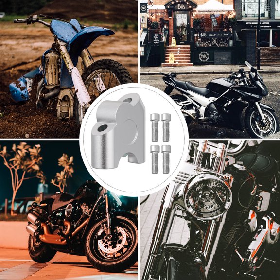 SILENRADAWN 1Set Motorcycle Handlebar Riser Aluminum Alloy Plated Silver for 22Mm Handlebar Comfortable Riding