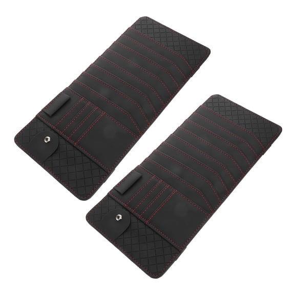 SILENRADAWN 2 Pcs Car CD Visor Holder Large Capacity Faux for Dvd Storage