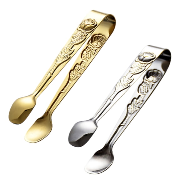 SILENRADAWN 2-Pack Stainless Steel Ice Tongs with Mirror Polished Finish for Home, Bar, Party, and Outdoor Use