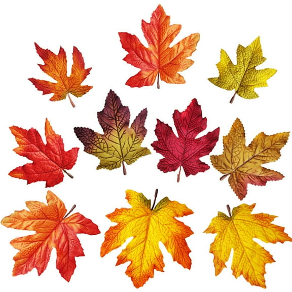 SILENRADAWN 30Pcs Artificial Maple Leaf Accessories Cloth Maple Leaf Shape for Fall Decorations Home and Party Use