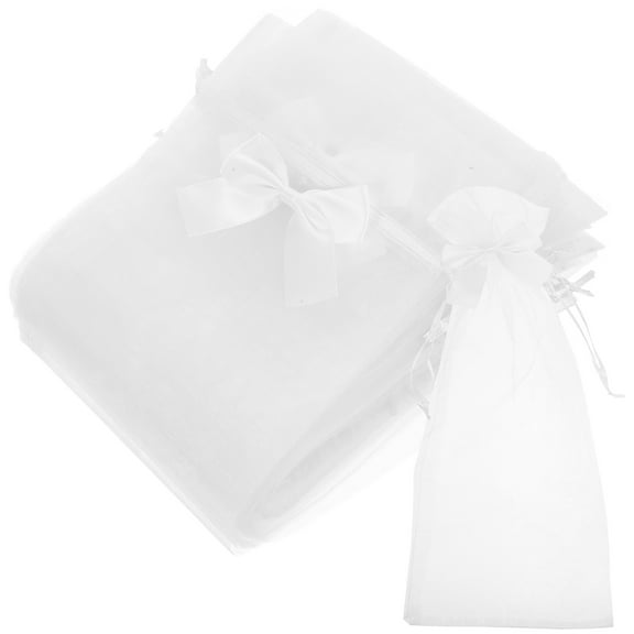 SILENRADAWN 30Pcs White Cloth Rectangular Drawstring Design Wine Bag for Bridal Shower