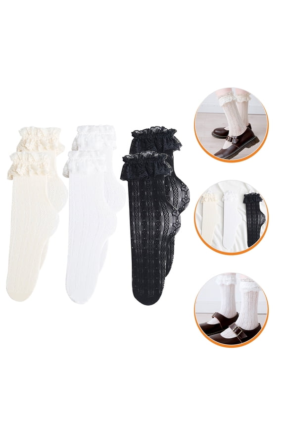 Lace Up Ballet Socks Comfortable 3Pairs 11x3In