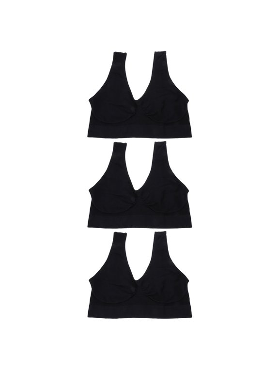 sports underwear for women Black Nylon Single-Layer Seamless L Yoga Bra 3-Piece
