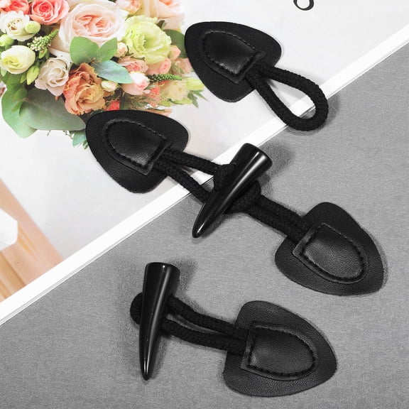 SILENRADAWN 4 Pairs Toggle for Coats Black Cotton Rope DIY Clothing Buttons