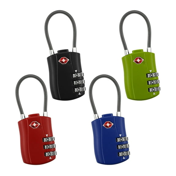 SILENRADAWN 4Pcs Black Luggage Locks for Suitcases with Password Setting Zinc Alloy Damage Prevention Travel