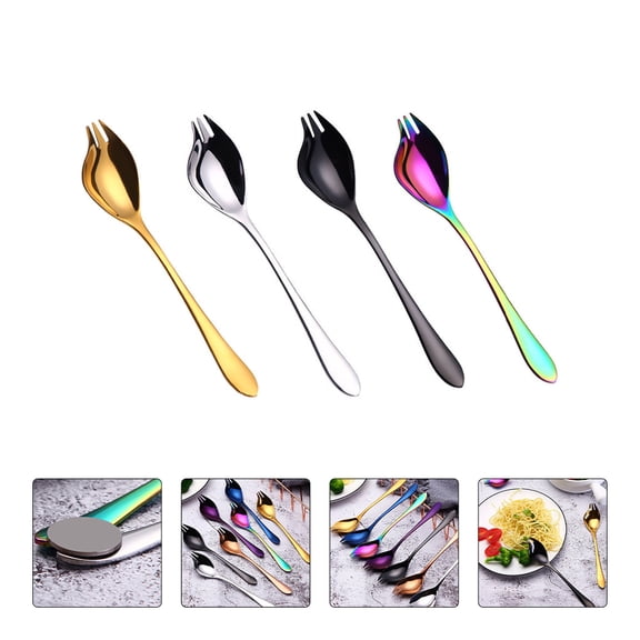 SILENRADAWN 4Pcs Salad Spoon Stainless Steel Utensils For Dual Use In Salad Serving And Appetizer Preparation