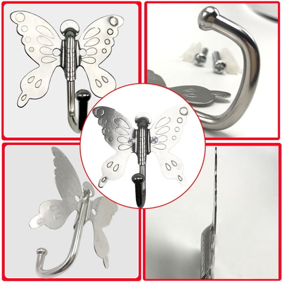 SILENRADAWN 4Pcs Single Hook Hanger Stainless Steel For Families Hanging Kitchen Supplies 11.8*3.5*1.4in