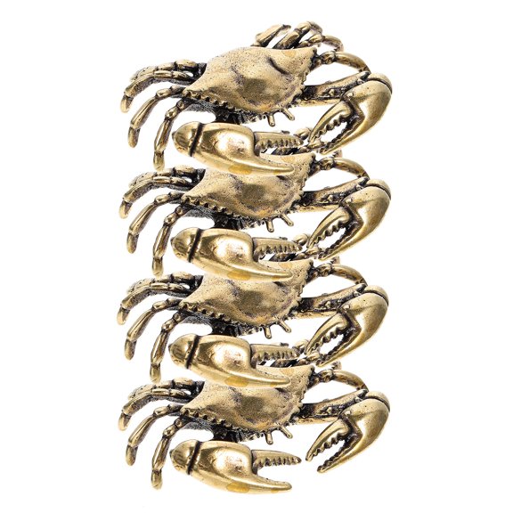 SILENRADAWN 4pcs Vintage Brass Crab Figurine for Desk and Living Space Decor
