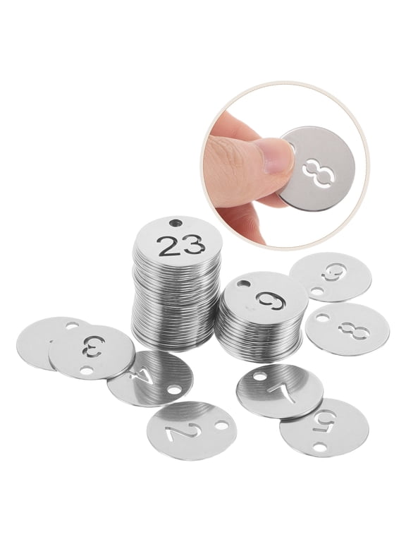Stainless Steel 23mm Number Tags Engraved Digits Key Identification 50 Pack