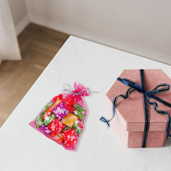 SILENRADAWN 50Pcs Red Rectangular Fabric Candy Bags for Sweets Packaging Occasions Children