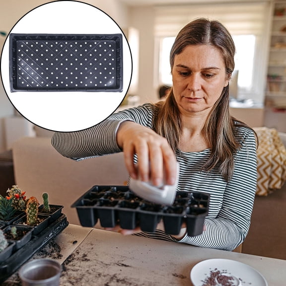 SILENRADAWN 5Pcs Planter Tray for Nursery Use Sprouting Tray Rectangular Shape Black