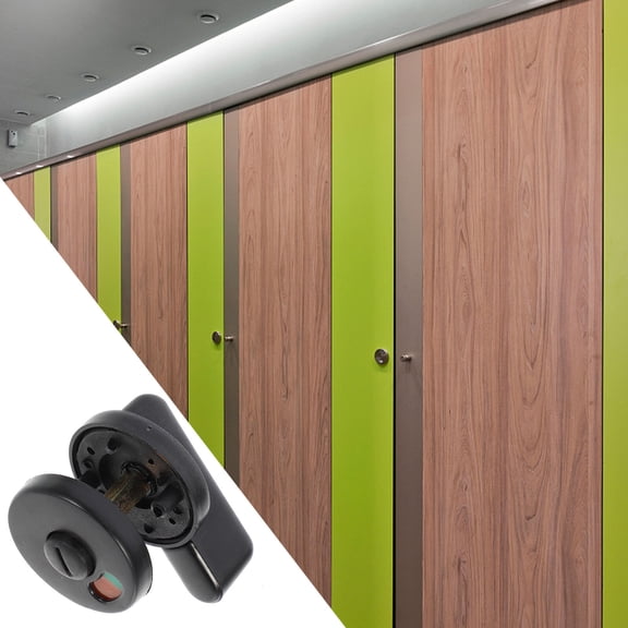 SILENRADAWN Black Plastic Privacy Indicator Door Lock for Public Toilet Partitions 5 Pack