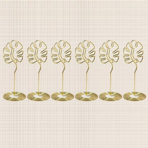 SILENRADAWN 6Pcs Golden Metal Photo Holder for Engagement Party and Festive Environment