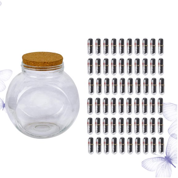 SILENRADAWN Black Glass Bottle with Cork and Message Capsules for Decorative Use and Personal Notes