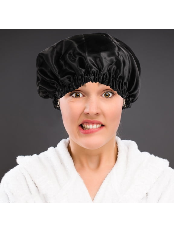 Black Satin Sleep Cap, Comfortable and Stylish for Night Wear