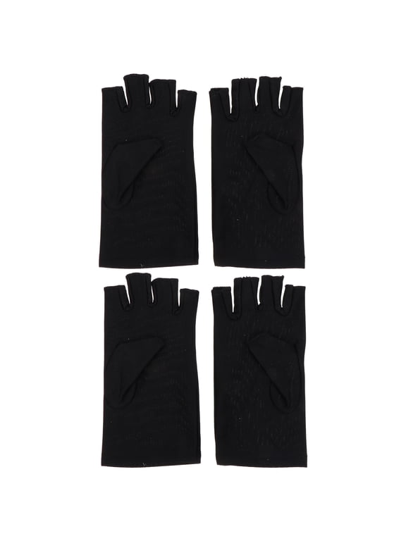 Elastic Anti-Uv Half Finger Gloves Black for Sport Use 2Pairs