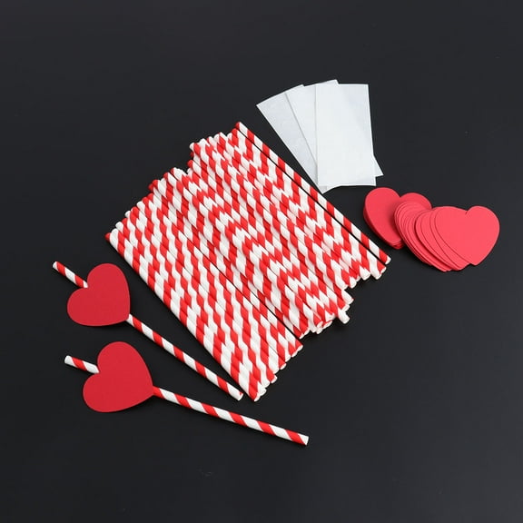 SILENRADAWN Heart Shaped Straws 40 Pcs Paper Drinking Accessories for Party Organizers