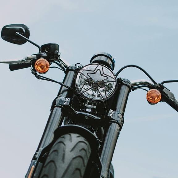 SILENRADAWN Side Mount Headlight Guard Black Metal for Motorcycle Protection