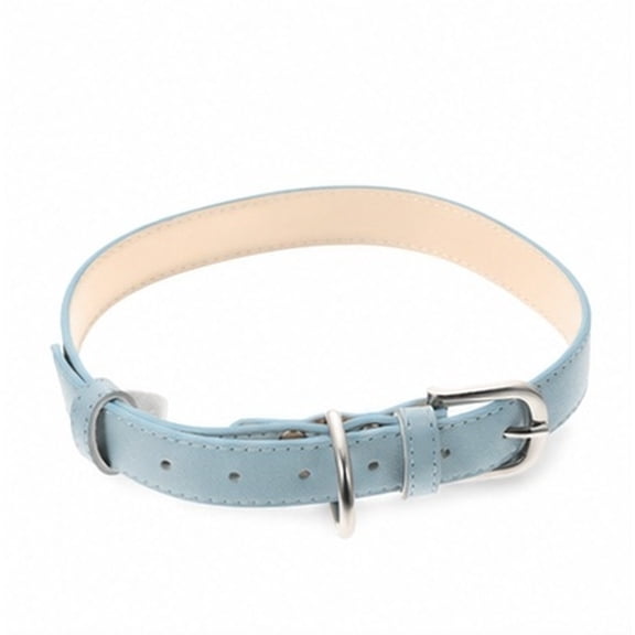 SILENRADAWN Pet Collar Adjustable Safety Buckle Blue PU Microfiber for Outdoor