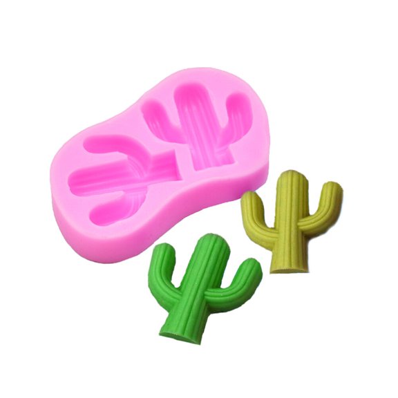 SILENRADAWN Silicone Fondant Pattern Mould Cactus Shape Pink 1Pack