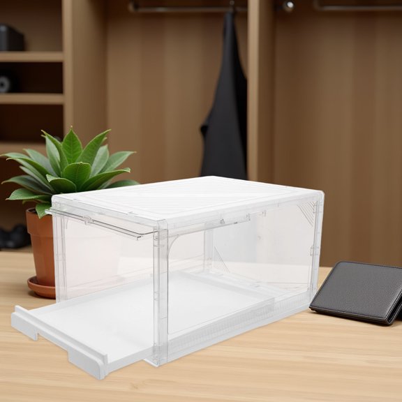 SILENRADAWN Clear Plastic Hat Organizer Box with Sliding Tray for Easy Retrieval