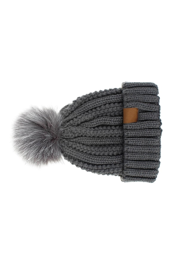 Warm Knitted Hat in Dark Grey Made of Woolen Yarn for and Style Random Style