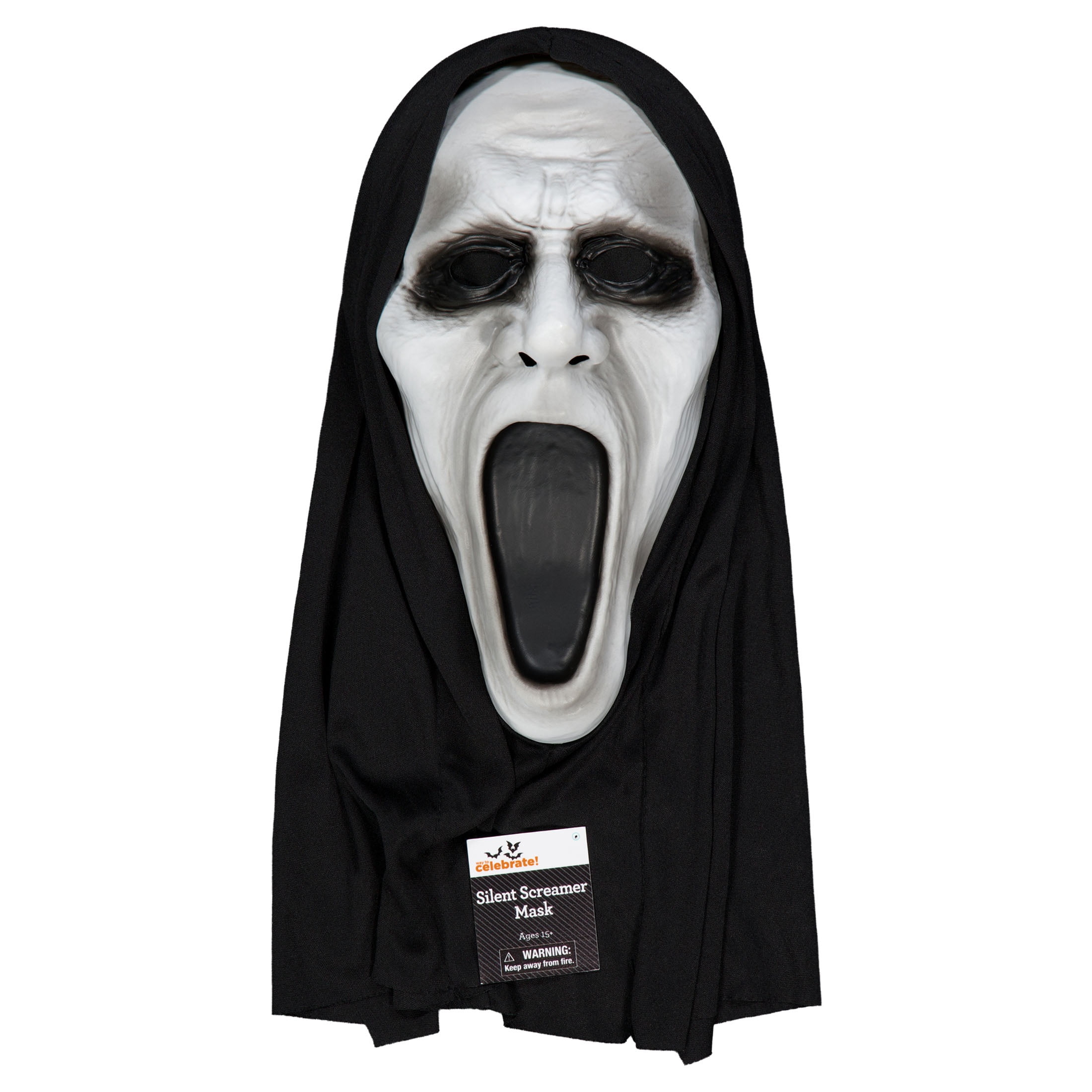 Silent Screamer Mask Costume Accessory for Adults, Black and White, Halloween by Way To Celebrate