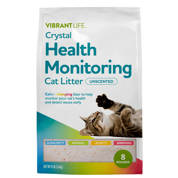 Vibrant Life Crystal Health Monitoring Cat Litter, Unscented, 8 lb