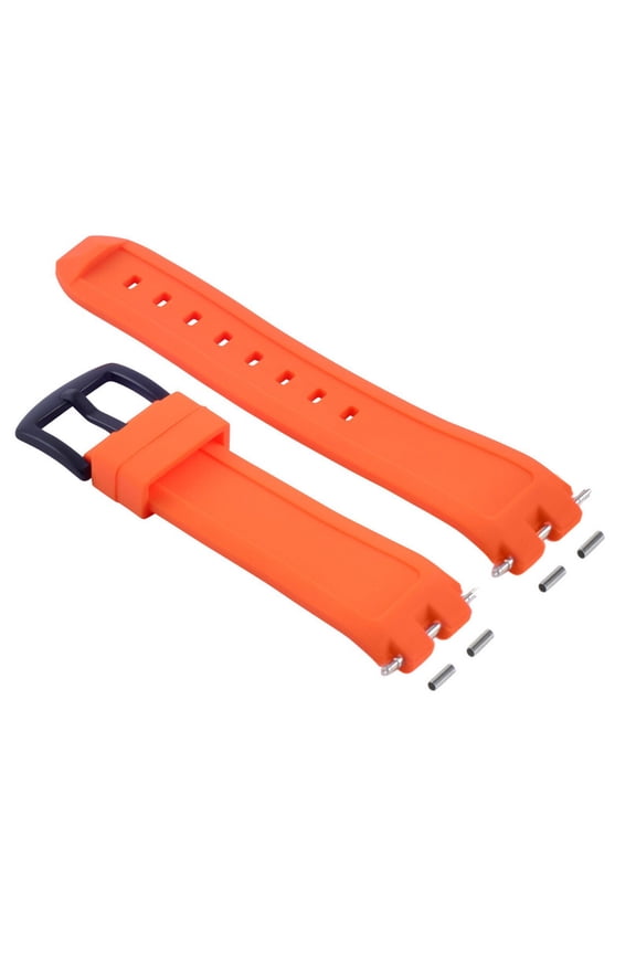SILICONE RUBBER WATCH BAND STRAP FOR PEBBLE WATCH PVD BLACK BUCKLE ORANGE