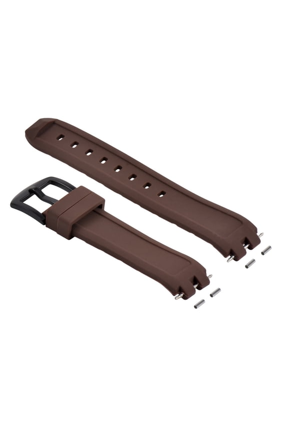 SILICONE RUBBER WATCH BAND STRAP FOR PEBBLE PVD WATCH BLACK BUCKLE BROWN