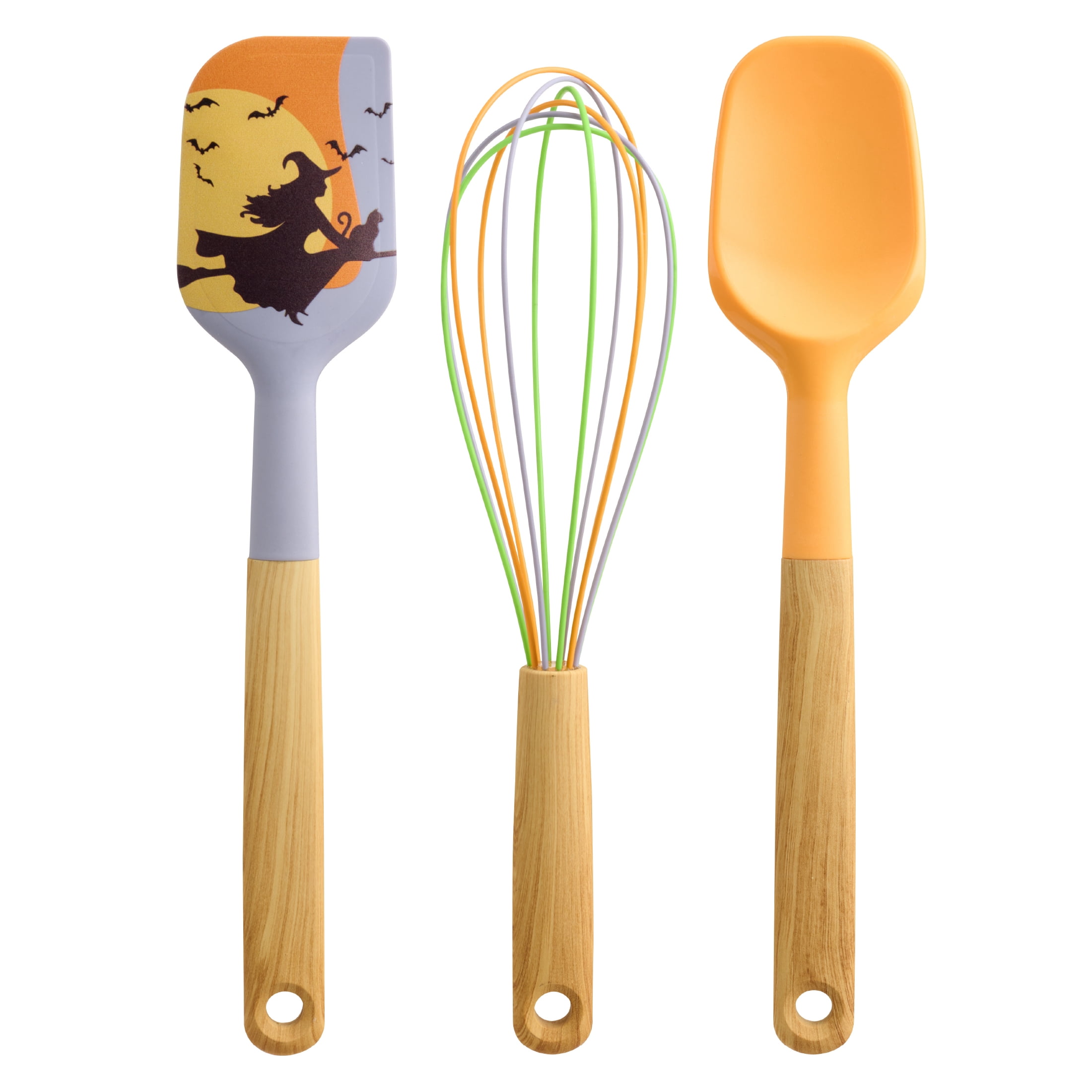 Way To Celebrate Halloween 3-Piece Baking Tool Set, Orange, Green, Purple