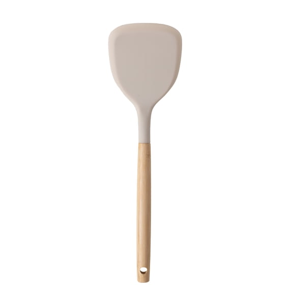 Mainstays 12.6" Silicone Solid Kitchen Turner with Bamboo Handle