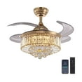 thumbnail image 1 of SILJOY 36-in Gold Chandelier  Retractable Blade Ceiling Fan with Remote Control, 1 of 9