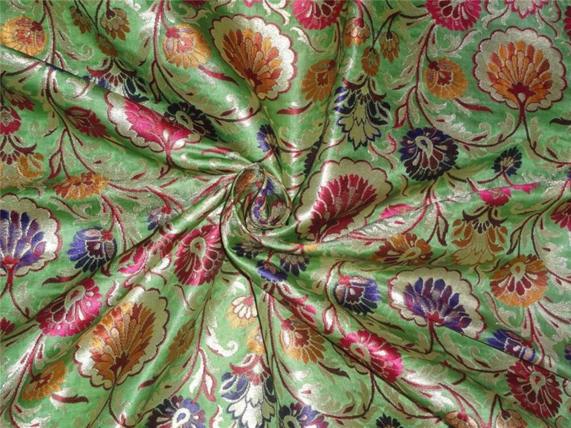 Green Magenta Silk Brocade 445 Fabric