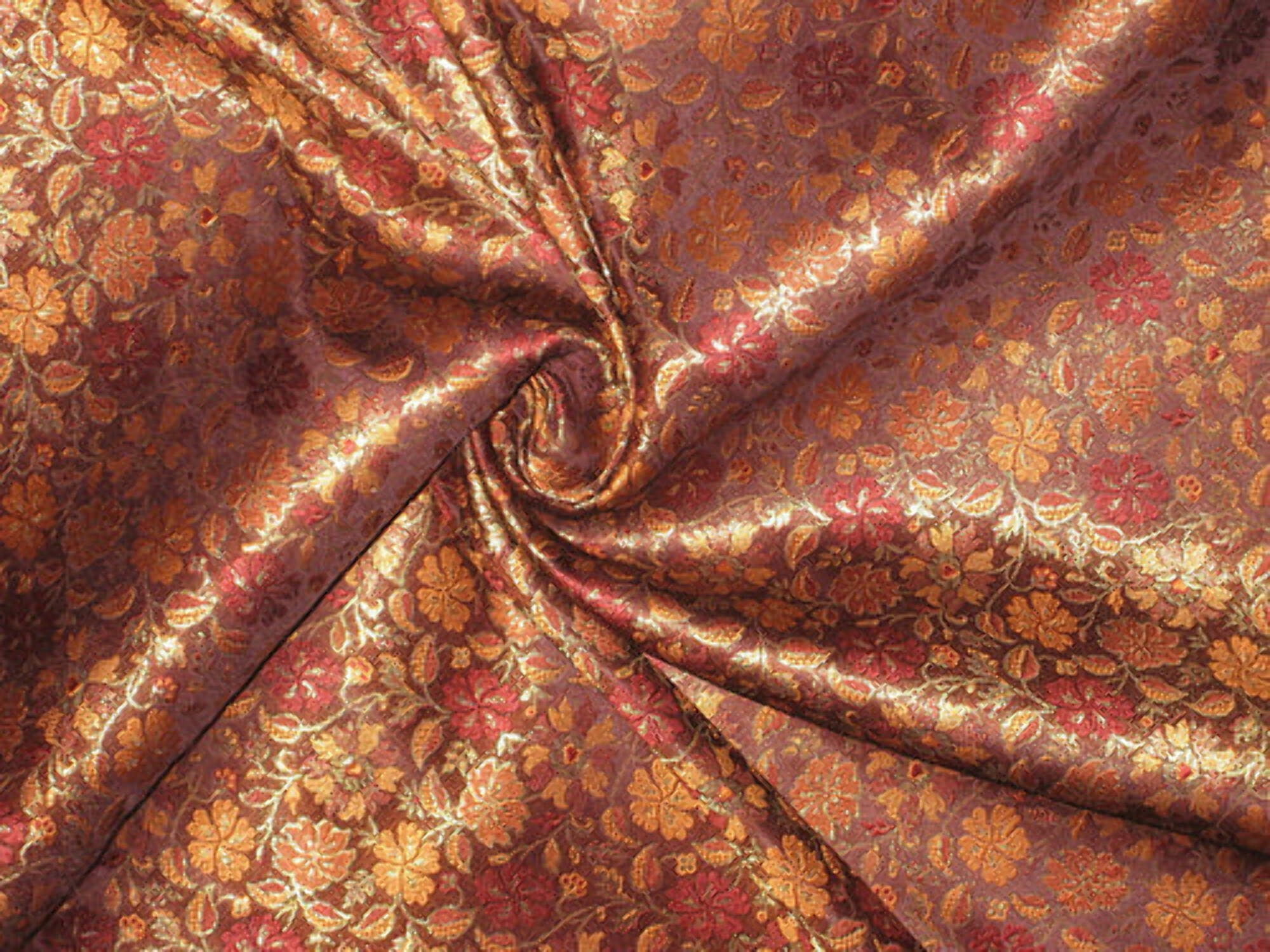 Maroon Semi Brocade Weaven Fabric Pre Cut 1 Meter FAB99 main image 0