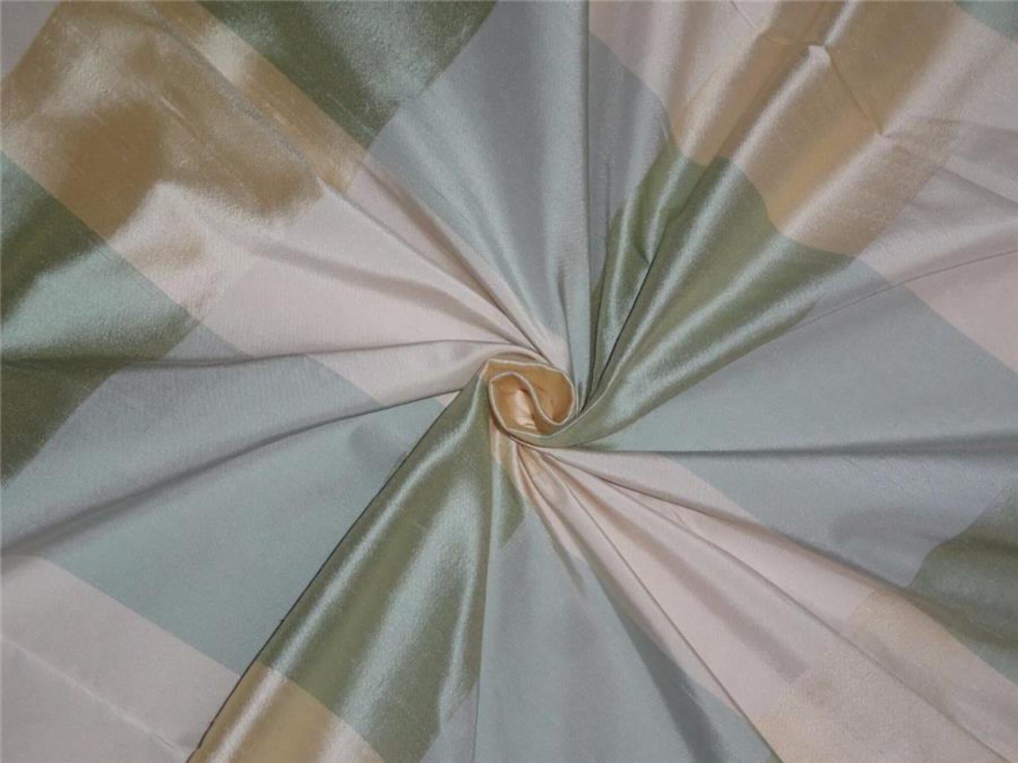 Tissu En Soie Dupioni 100% - Motif Petit Carreaux Jaune/vert/rouge - Chute De Rouleau (3.5 Yards)