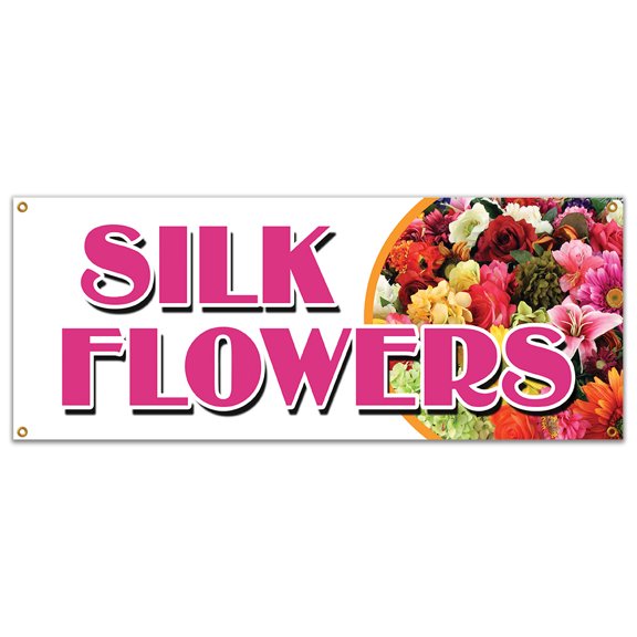 SILK FLOWERS BANNER SIGN arrangements artificial plants trees wreath