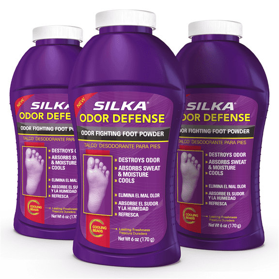 Silka Foot Powder: Odor-Fighting Absorbs Sweat & Moisture - 6 oz (Pack of 3)