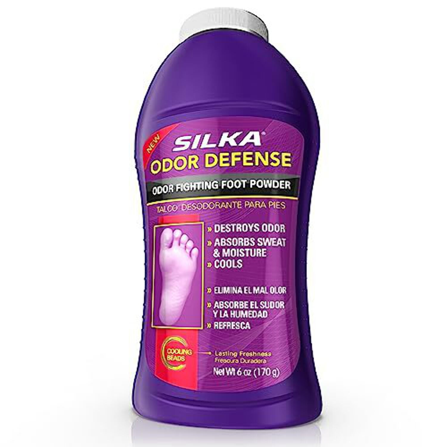 SILKA Odor Fighting Foot Powder Shoe Deodorizer with Corn Starch Powder