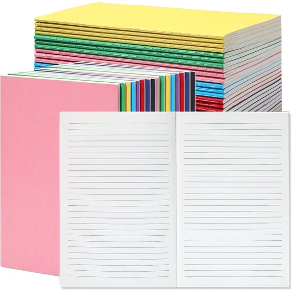 SILKBUT 48 Pack A5 Lined Notebook Journals in Bulk, Colored Kraft Cover College Ruled Subject Notebook Composition Journal for Student Busines Travelers, 8.3x5.5 Inches, 80 GSM, 60 Pages/30 Sheets