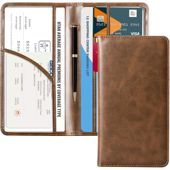 SILKBUT Car Registration and Insurance Holder - Vehicle Glove Box Car Organizer,Auto Truck Comparment Accessories Case with Magnetic Closure for Driver License,Cards