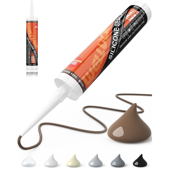 SILKBUT Dark Brown Silicone Caulk, 100% Waterproof Silicone Sealant Adhesive Caulking,for RV, Kitchen,Bathroom, Window, Door, Glass,10.2FL.OZ/300ML (1Pack)