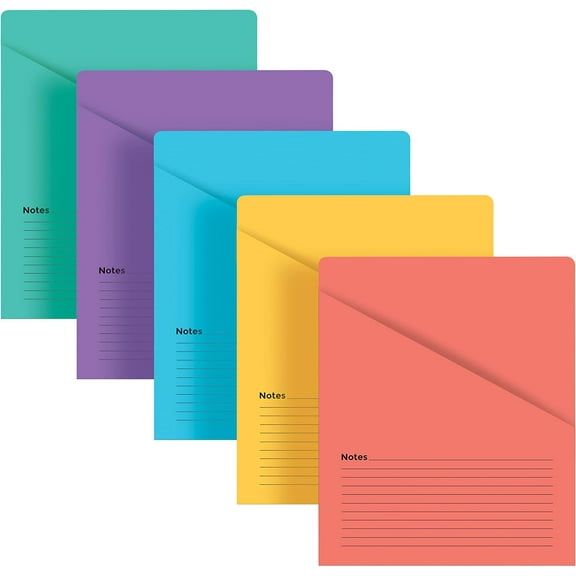 SILKBUT Lined Vertical Slash Pocket File Folders, 25 Pack, 5 Assorted Colors, Letter Size Slash File Jacket with Notes on Front & Back, Half Pocket File Folders