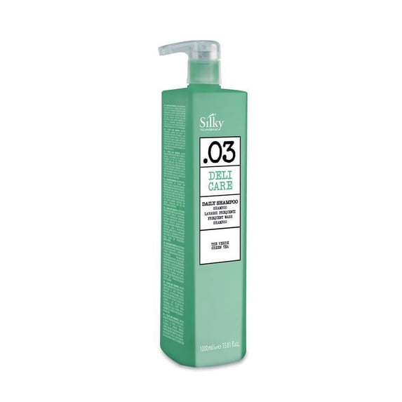 SILKY .03 Deli Care Daily Shampoo for Frequent Wash and UV Protection with Green Tea Extracts & Antioxidants (1000 ML) 33.8oz