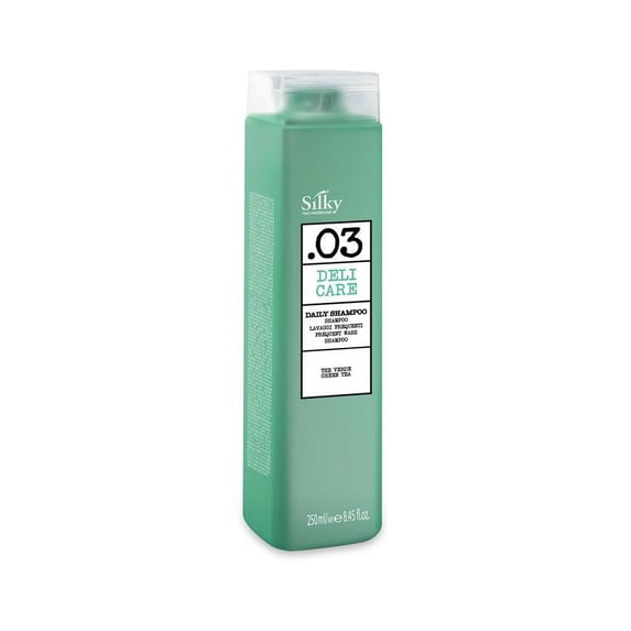 SILKY .03 Deli Care Daily Shampoo for Frequent Wash and UV Protection with Green Tea Extracts & Antioxidants (250ML) 8.4oz