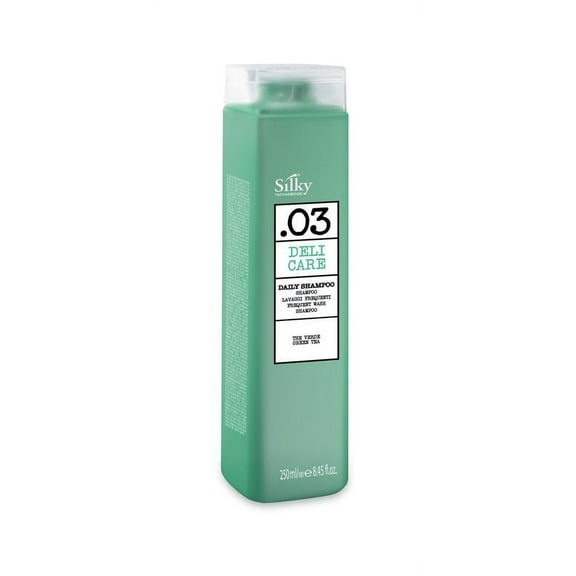 SILKY .03 Deli Care Daily Shampoo for Frequent Wash and UV Protection with Green Tea Extracts & Antioxidants (250ML) 8.4oz