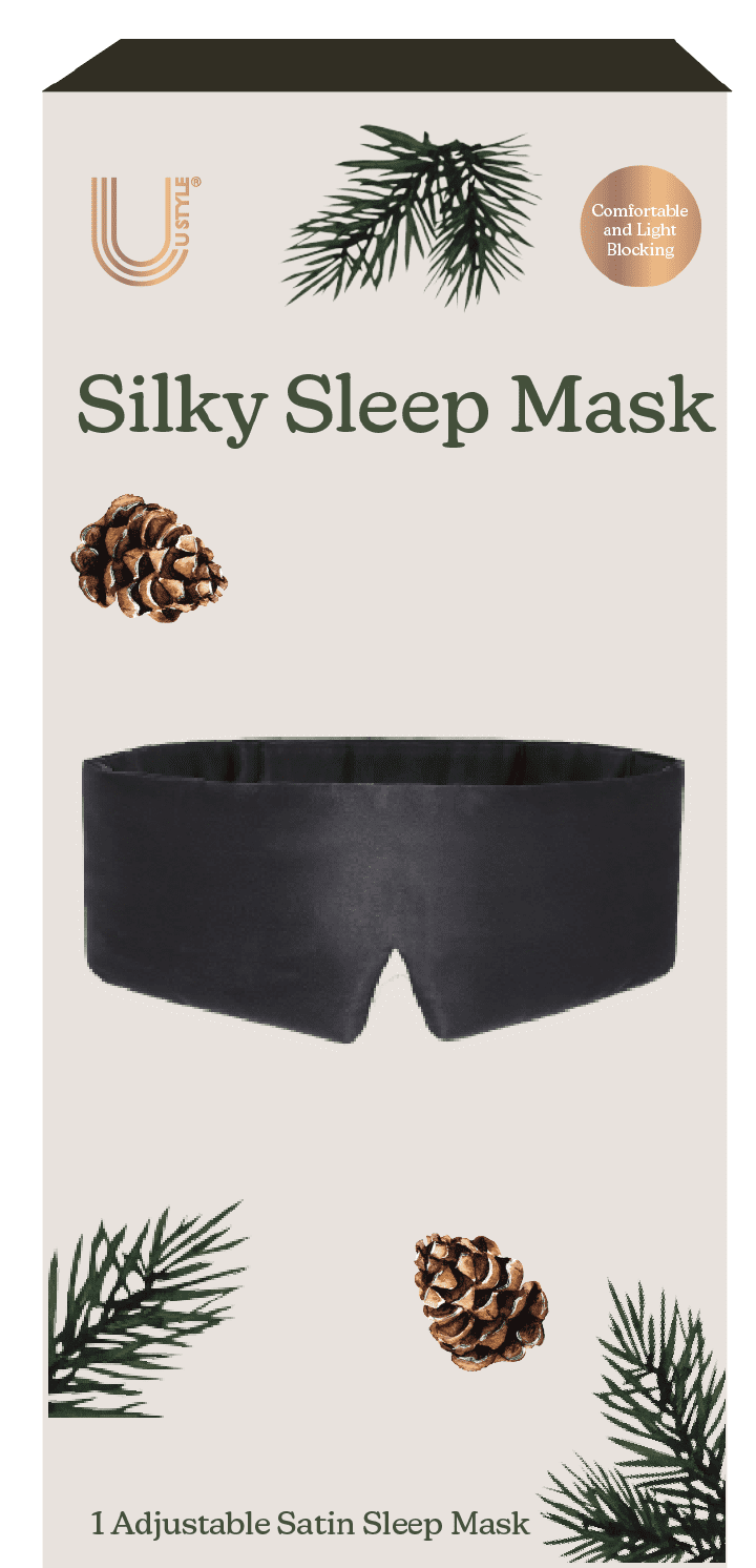 U Style Black Silky Satin Sleep Mask