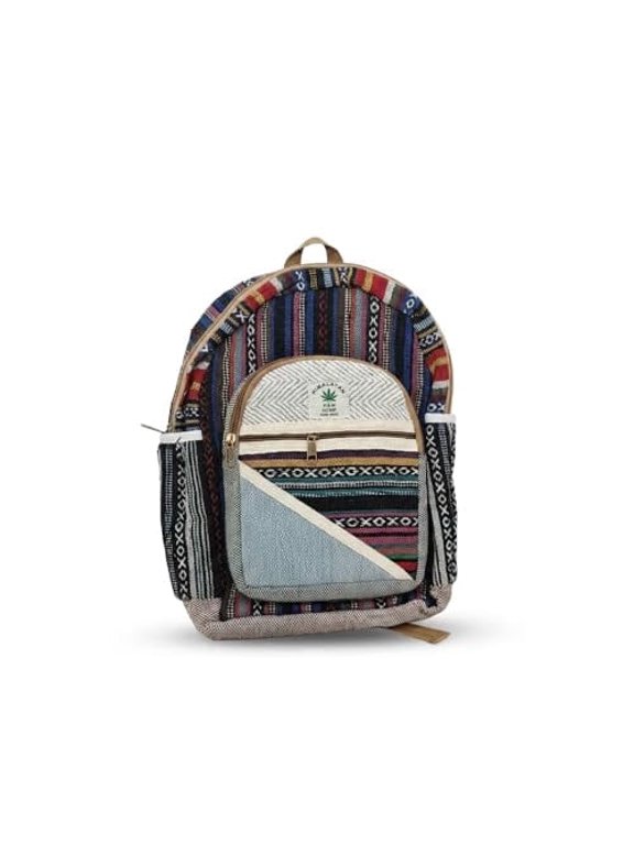 Bohemian Hemp Travel Backpack with Backpack, Adjustable Shoulder Straps, Multicolor
